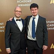 על השטיח האדום. מימין: מאיר לוינסון-בלונט ואורון כספי על השטיח האדום. מימין: מאיר לוינסון-בלונט ואורון כספי